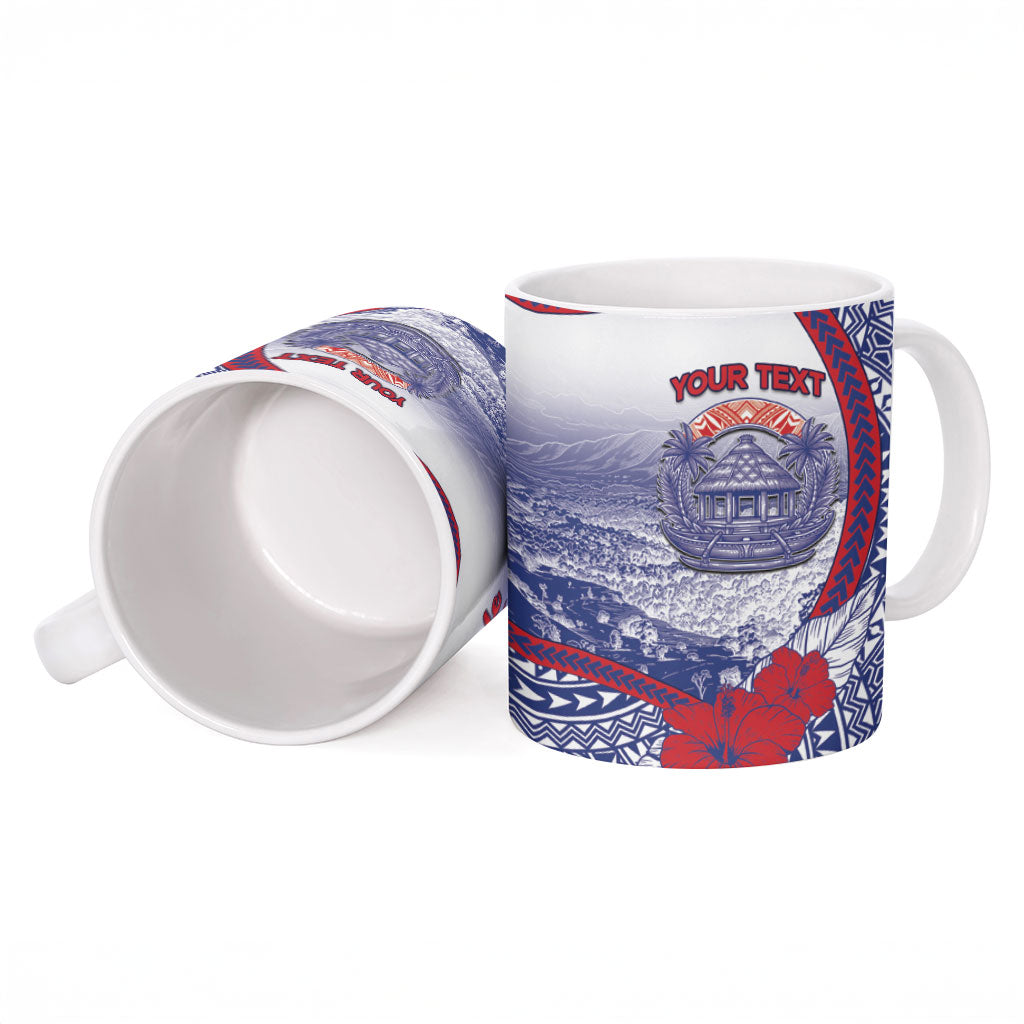 Personalised Vaitele Samoa Village Ceramic Mug Falefa Valley Polynesian Tribal Hibiscus Floral