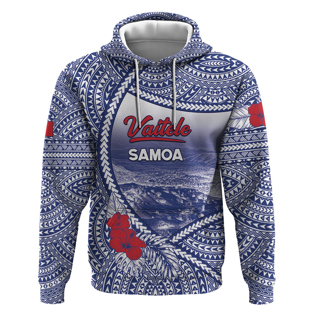 Personalised Vaitele Samoa Village Hoodie Falefa Valley Polynesian Tribal Hibiscus Floral