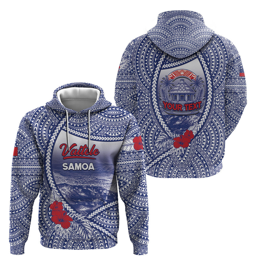 Personalised Vaitele Samoa Village Hoodie Falefa Valley Polynesian Tribal Hibiscus Floral