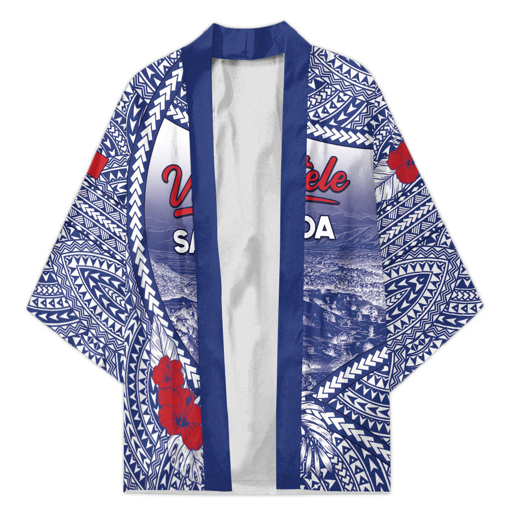 Personalised Vaitele Samoa Village Kimono Falefa Valley Polynesian Tribal Hibiscus Floral DT05 Unisex White - Polynesian Pride