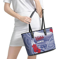 Vaitele Samoa Village Leather Tote Bag Falefa Valley Polynesian Tribal Hibiscus Floral