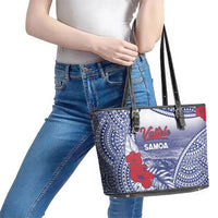 Vaitele Samoa Village Leather Tote Bag Falefa Valley Polynesian Tribal Hibiscus Floral