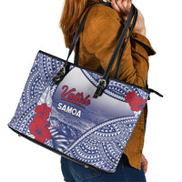 Vaitele Samoa Village Leather Tote Bag Falefa Valley Polynesian Tribal Hibiscus Floral