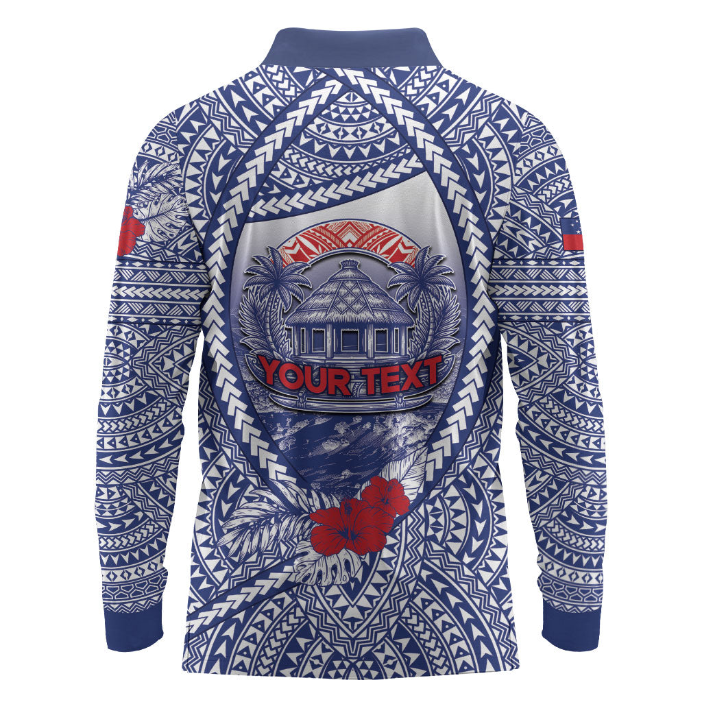Personalised Vaitele Samoa Village Long Sleeve Polo Shirt Falefa Valley Polynesian Tribal Hibiscus Floral