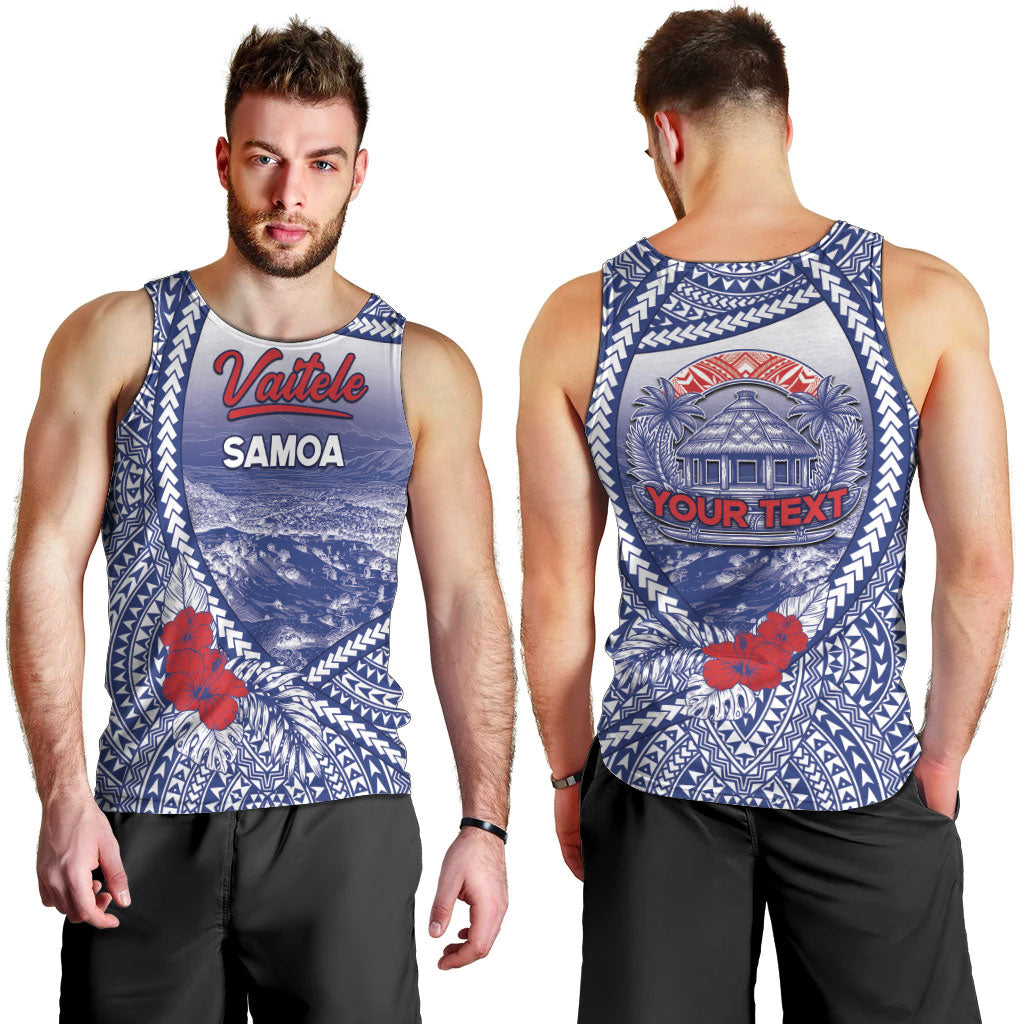 Personalised Vaitele Samoa Village Men Tank Top Falefa Valley Polynesian Tribal Hibiscus Floral