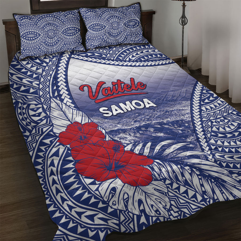 Vaitele Samoa Village Quilt Bed Set Falefa Valley Polynesian Tribal Hibiscus Floral