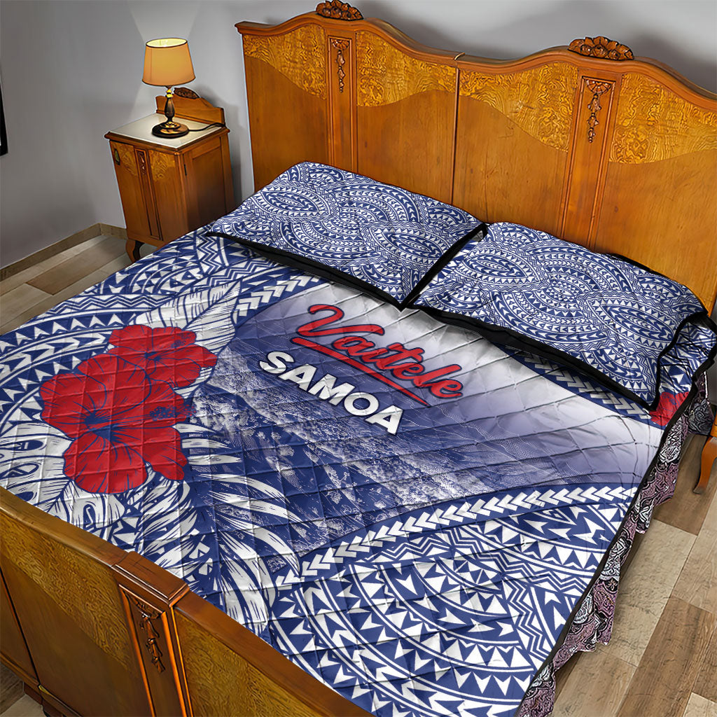 Vaitele Samoa Village Quilt Bed Set Falefa Valley Polynesian Tribal Hibiscus Floral