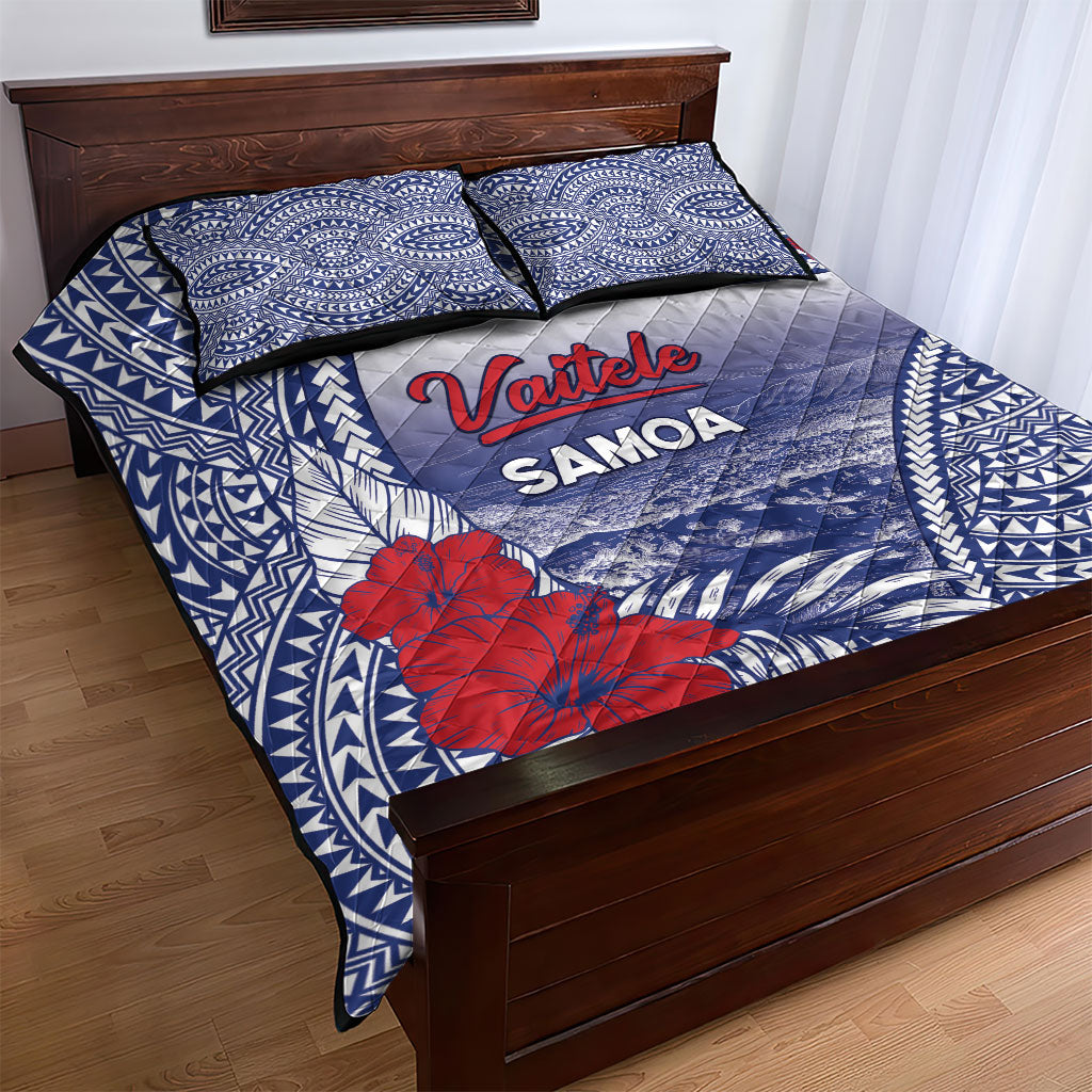Vaitele Samoa Village Quilt Bed Set Falefa Valley Polynesian Tribal Hibiscus Floral