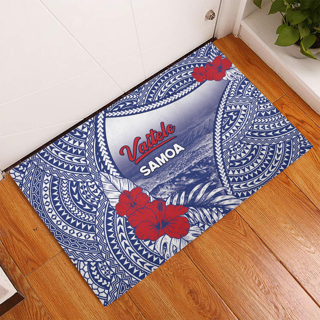 Vaitele Samoa Village Rubber Doormat Falefa Valley Polynesian Tribal Hibiscus Floral