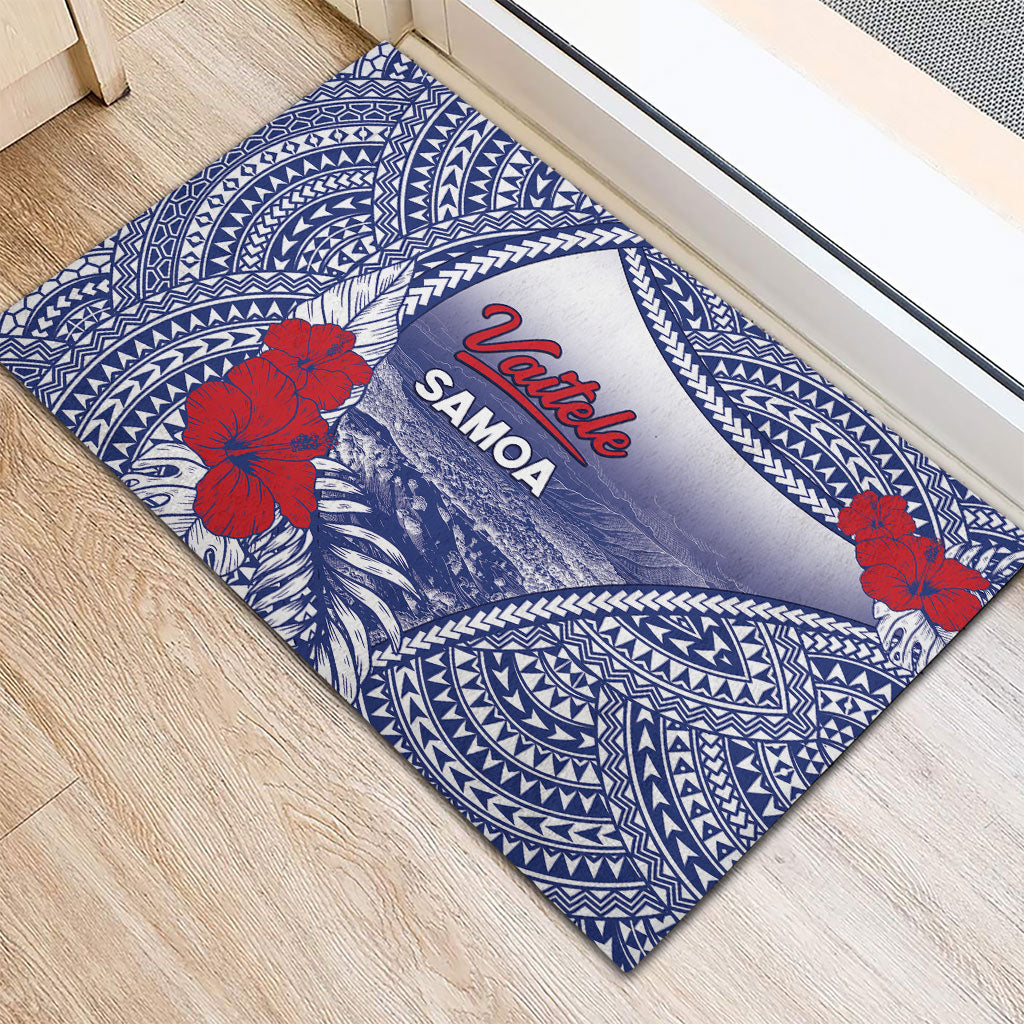 Vaitele Samoa Village Rubber Doormat Falefa Valley Polynesian Tribal Hibiscus Floral