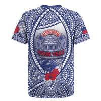 Personalised Vaitele Samoa Village Rugby Jersey Falefa Valley Polynesian Tribal Hibiscus Floral