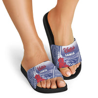 Vaitele Samoa Village Slide Sandals Falefa Valley Polynesian Tribal Hibiscus Floral