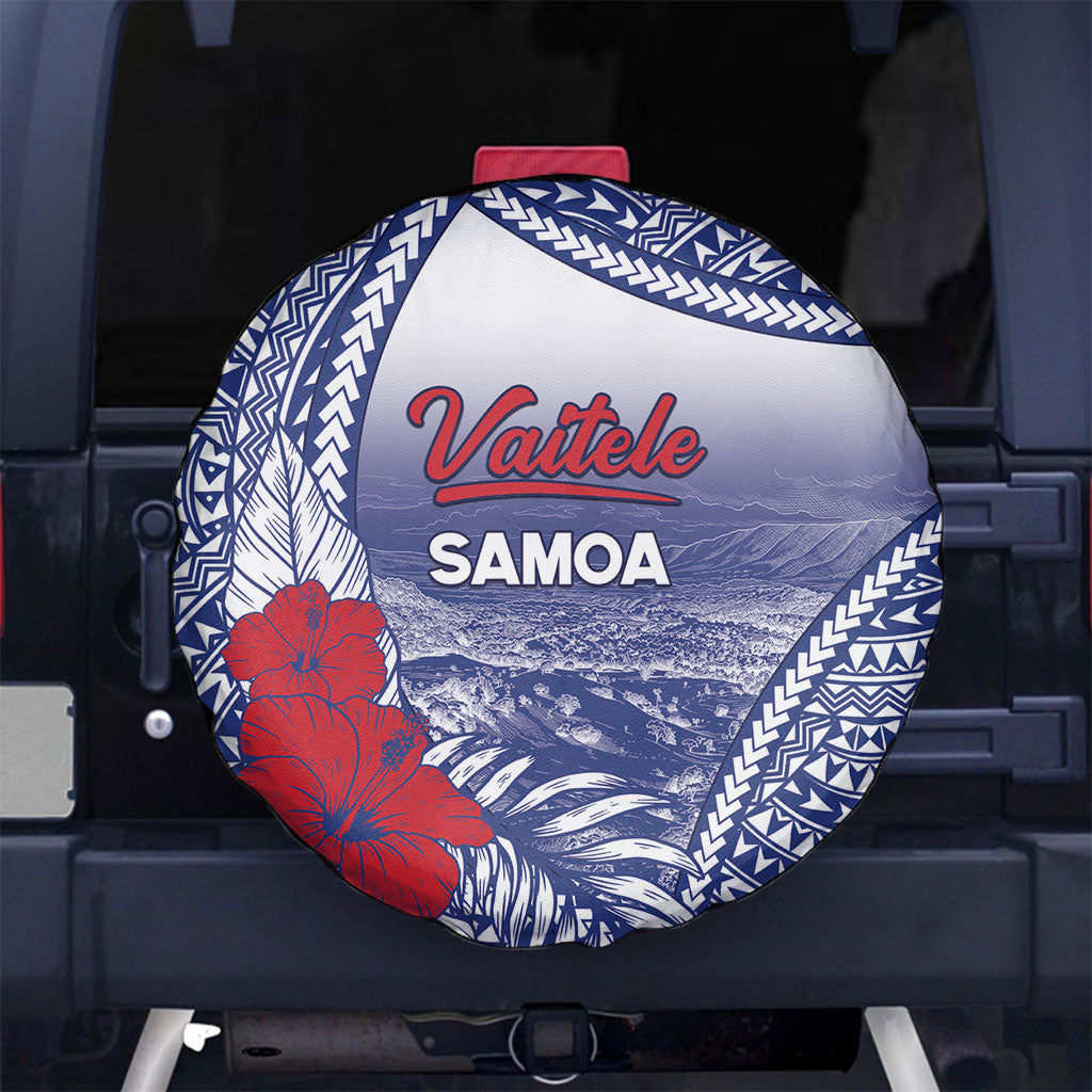 Vaitele Samoa Village Spare Tire Cover Falefa Valley Polynesian Tribal Hibiscus Floral