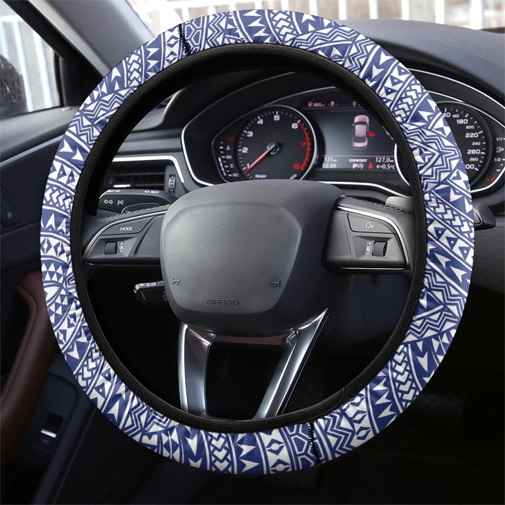 Vaitele Samoa Village Steering Wheel Cover Falefa Valley Polynesian Tribal Hibiscus Floral