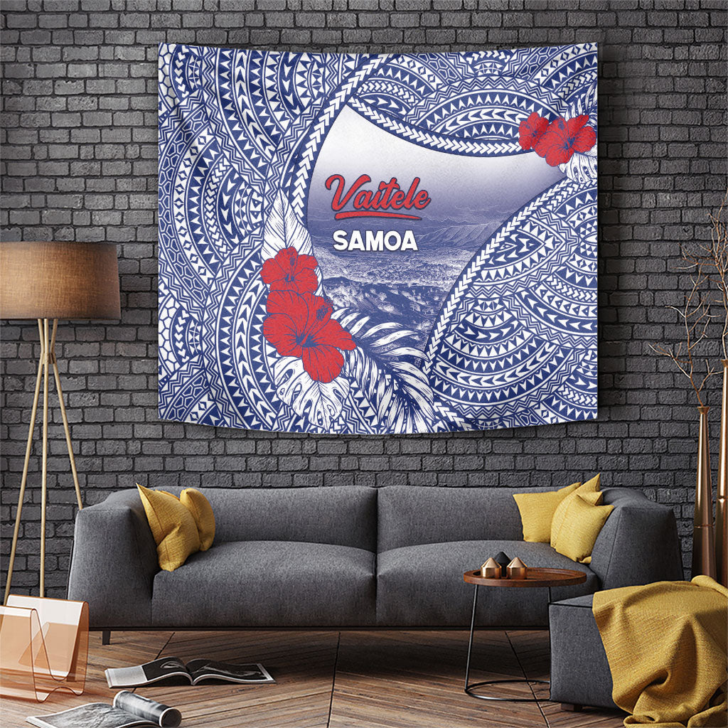 Vaitele Samoa Village Tapestry Falefa Valley Polynesian Tribal Hibiscus Floral