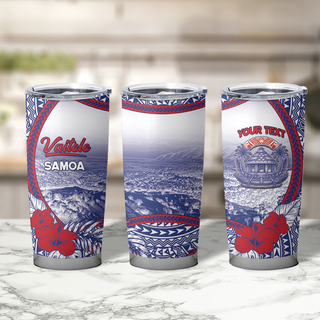 Personalised Vaitele Samoa Village Tumbler Cup Falefa Valley Polynesian Tribal Hibiscus Floral