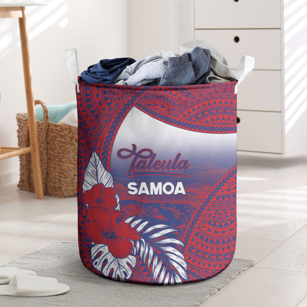 Faleula Samoa Village Laundry Basket Falefa Valley Polynesian Tribal Hibiscus Floral