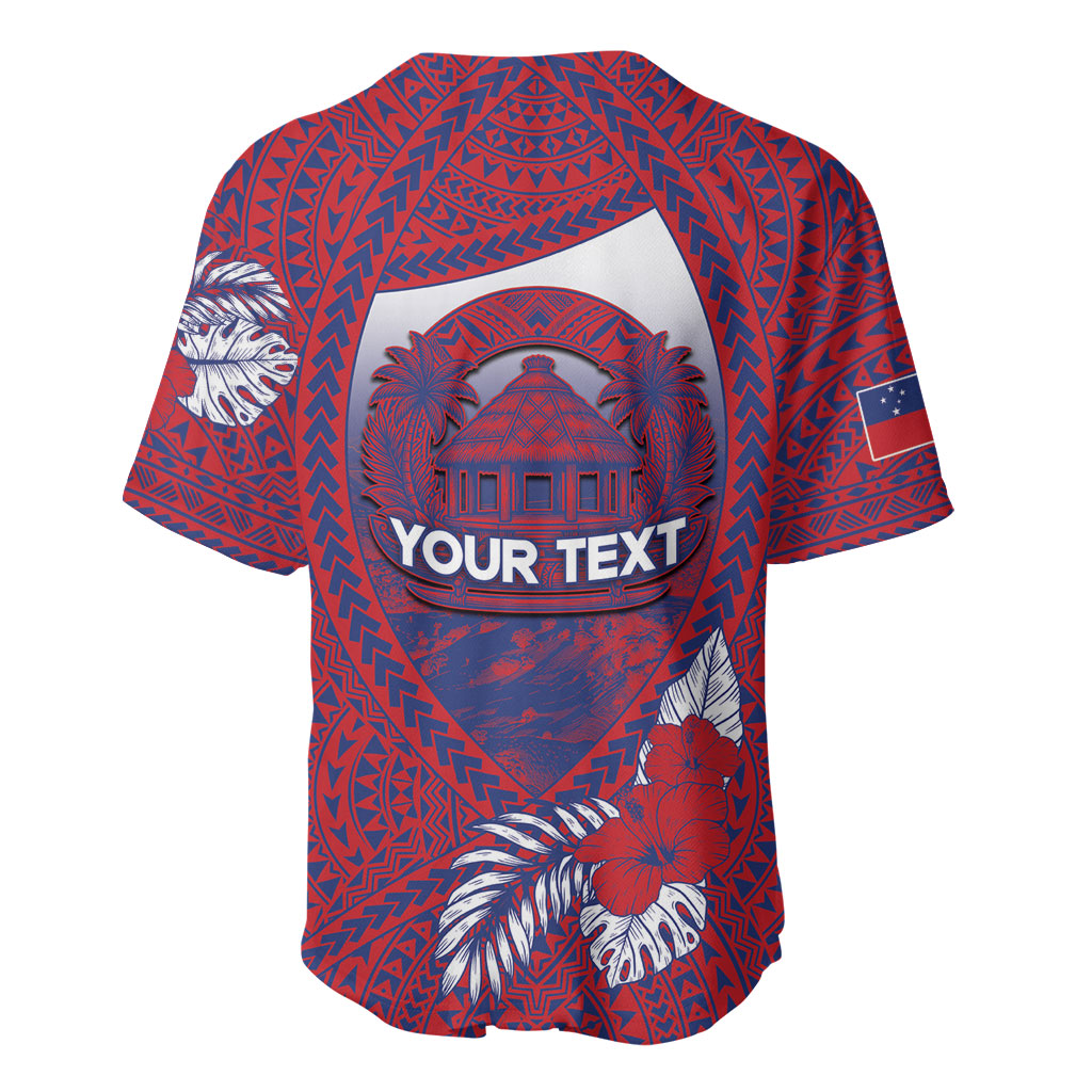 Personalised Faleula Samoa Village Baseball Jersey Falefa Valley Polynesian Tribal Hibiscus Floral