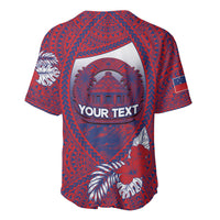 Personalised Faleula Samoa Village Baseball Jersey Falefa Valley Polynesian Tribal Hibiscus Floral