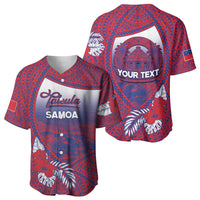 Personalised Faleula Samoa Village Baseball Jersey Falefa Valley Polynesian Tribal Hibiscus Floral