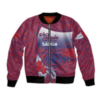 Personalised Faleula Samoa Village Bomber Jacket Falefa Valley Polynesian Tribal Hibiscus Floral