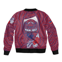 Personalised Faleula Samoa Village Bomber Jacket Falefa Valley Polynesian Tribal Hibiscus Floral