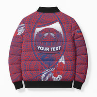 Personalised Faleula Samoa Village Bomber Puffer Jacket Falefa Valley Polynesian Tribal Hibiscus Floral