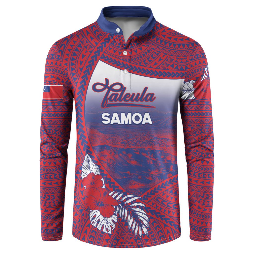 Personalised Faleula Samoa Village Button Sweatshirt Falefa Valley Polynesian Tribal Hibiscus Floral