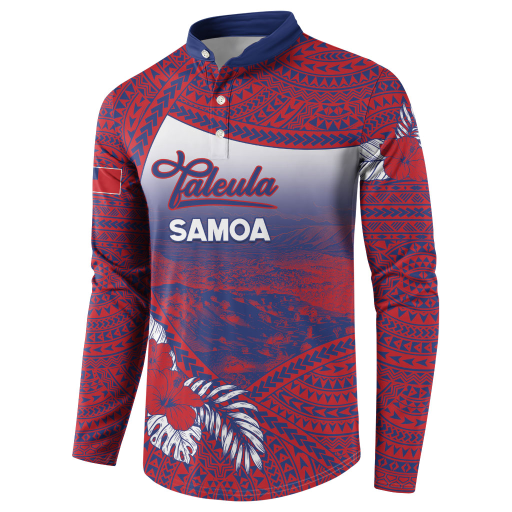 Personalised Faleula Samoa Village Button Sweatshirt Falefa Valley Polynesian Tribal Hibiscus Floral