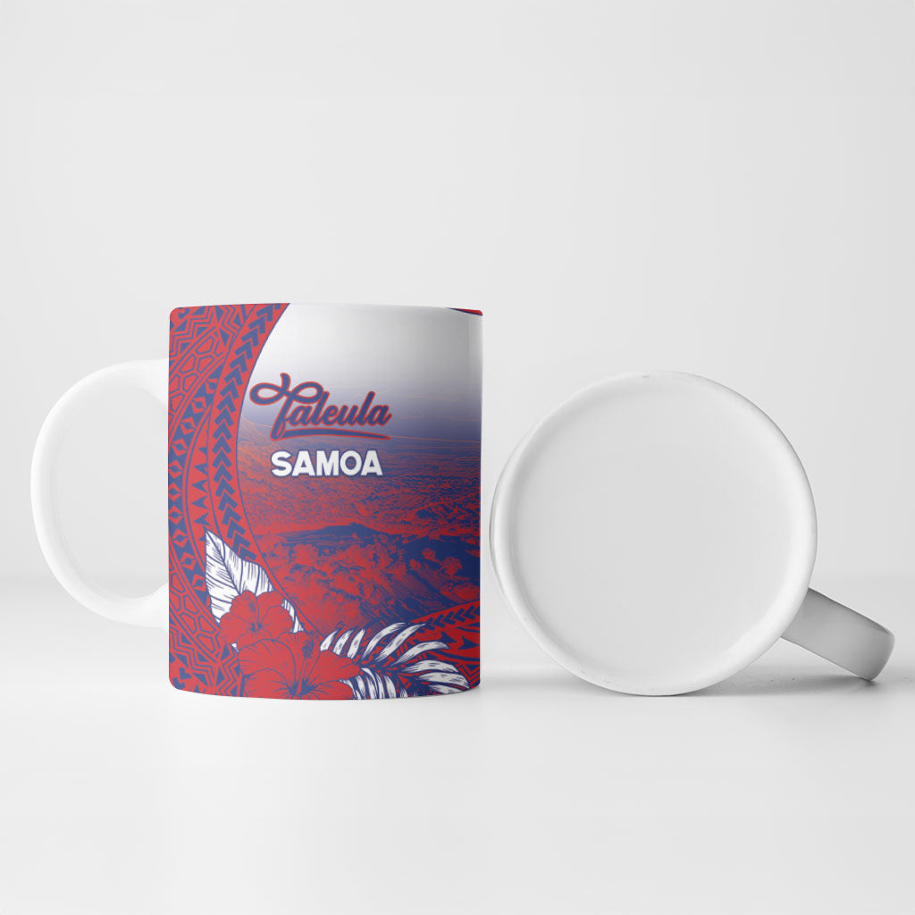 Personalised Faleula Samoa Village Ceramic Mug Falefa Valley Polynesian Tribal Hibiscus Floral