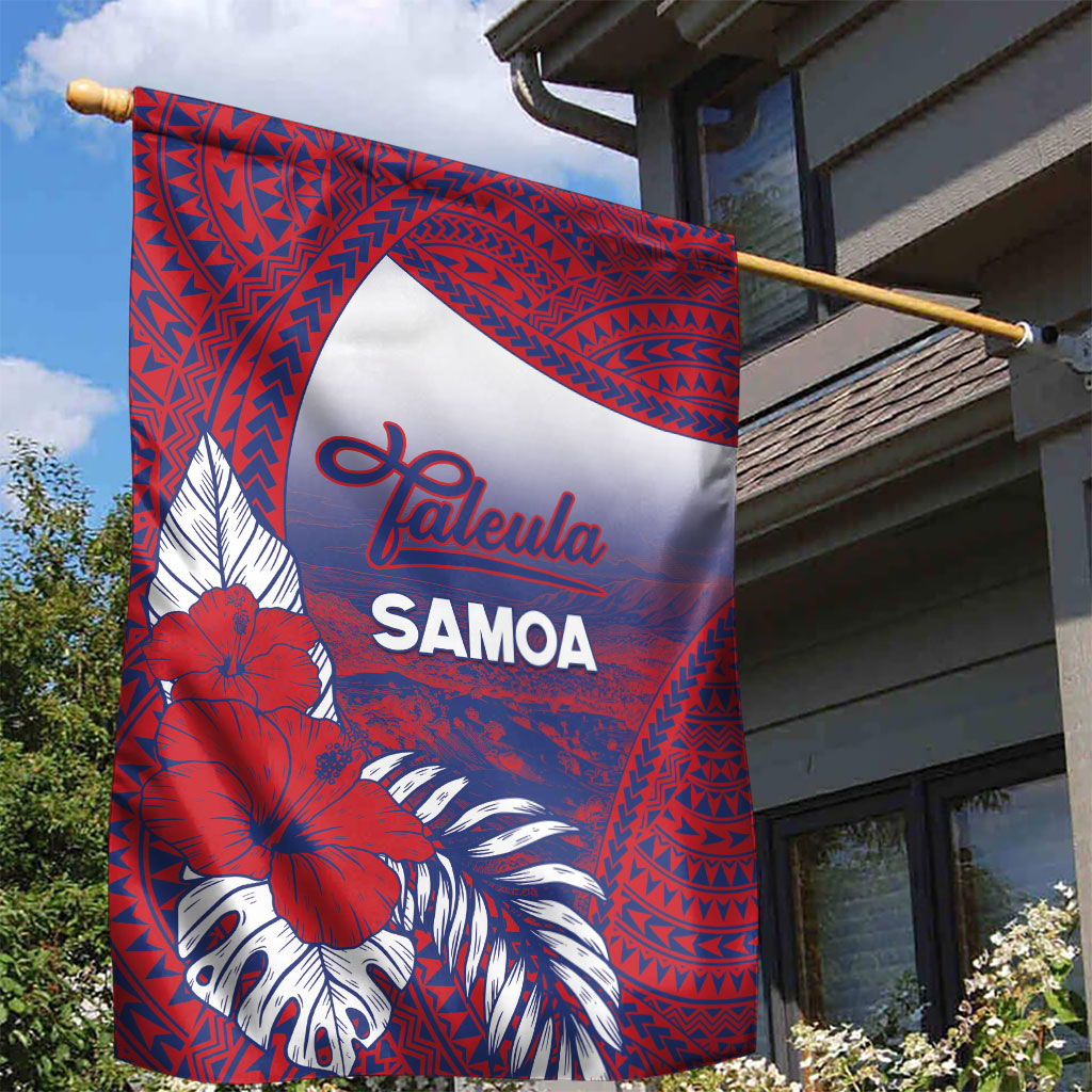 Faleula Samoa Village Garden Flag Falefa Valley Polynesian Tribal Hibiscus Floral