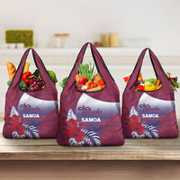 Faleula Samoa Village Grocery Bag Falefa Valley Polynesian Tribal Hibiscus Floral
