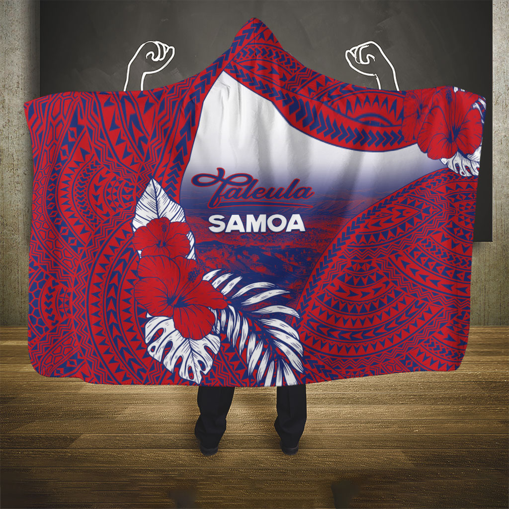 Faleula Samoa Village Hooded Blanket Falefa Valley Polynesian Tribal Hibiscus Floral