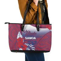 Faleula Samoa Village Leather Tote Bag Falefa Valley Polynesian Tribal Hibiscus Floral