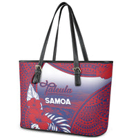 Faleula Samoa Village Leather Tote Bag Falefa Valley Polynesian Tribal Hibiscus Floral