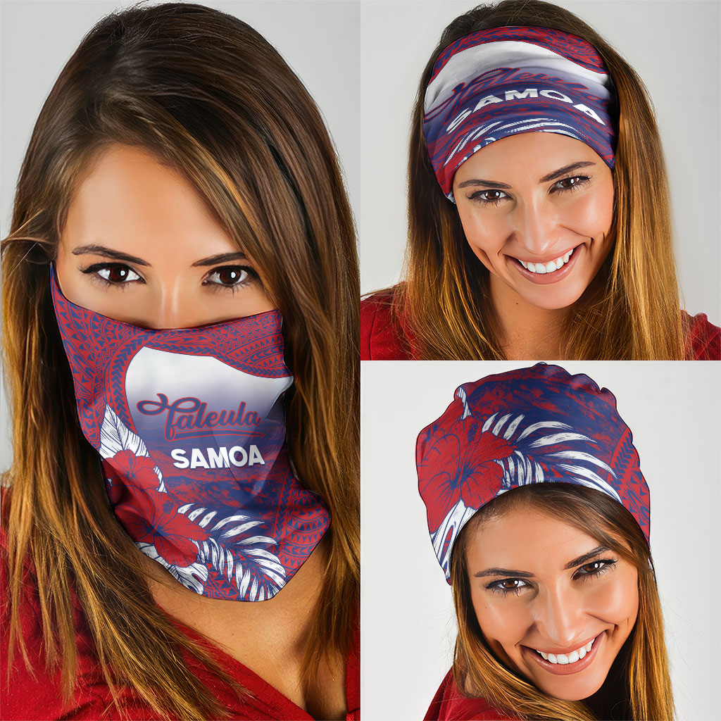 Faleula Samoa Village Neck Gaiter Falefa Valley Polynesian Tribal Hibiscus Floral