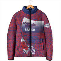 Personalised Faleula Samoa Village Padded Jacket Falefa Valley Polynesian Tribal Hibiscus Floral
