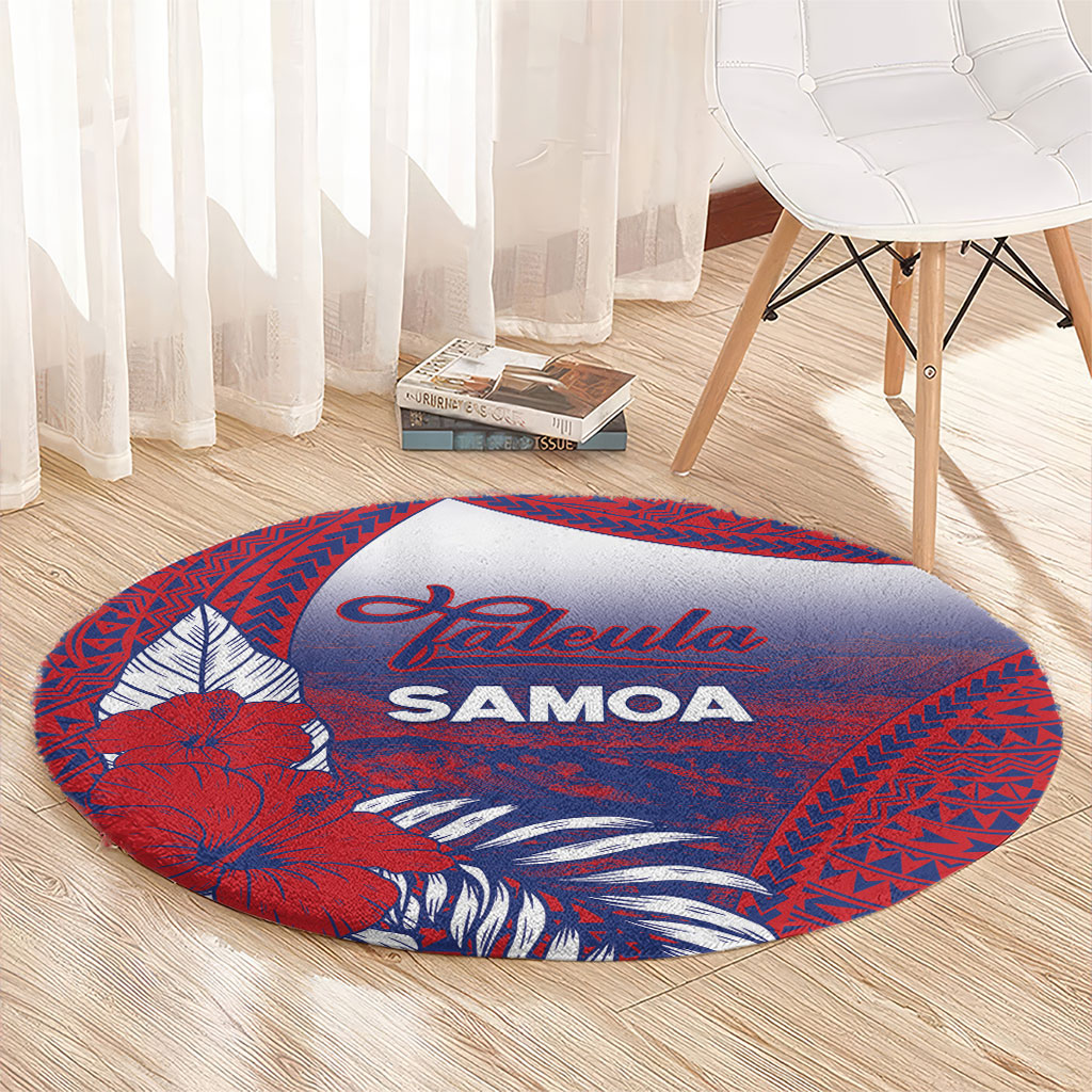 Faleula Samoa Village Round Carpet Falefa Valley Polynesian Tribal Hibiscus Floral