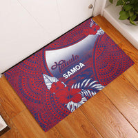 Faleula Samoa Village Rubber Doormat Falefa Valley Polynesian Tribal Hibiscus Floral