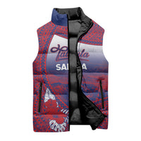 Personalised Faleula Samoa Village Sleeveless Puffer Jacket Falefa Valley Polynesian Tribal Hibiscus Floral