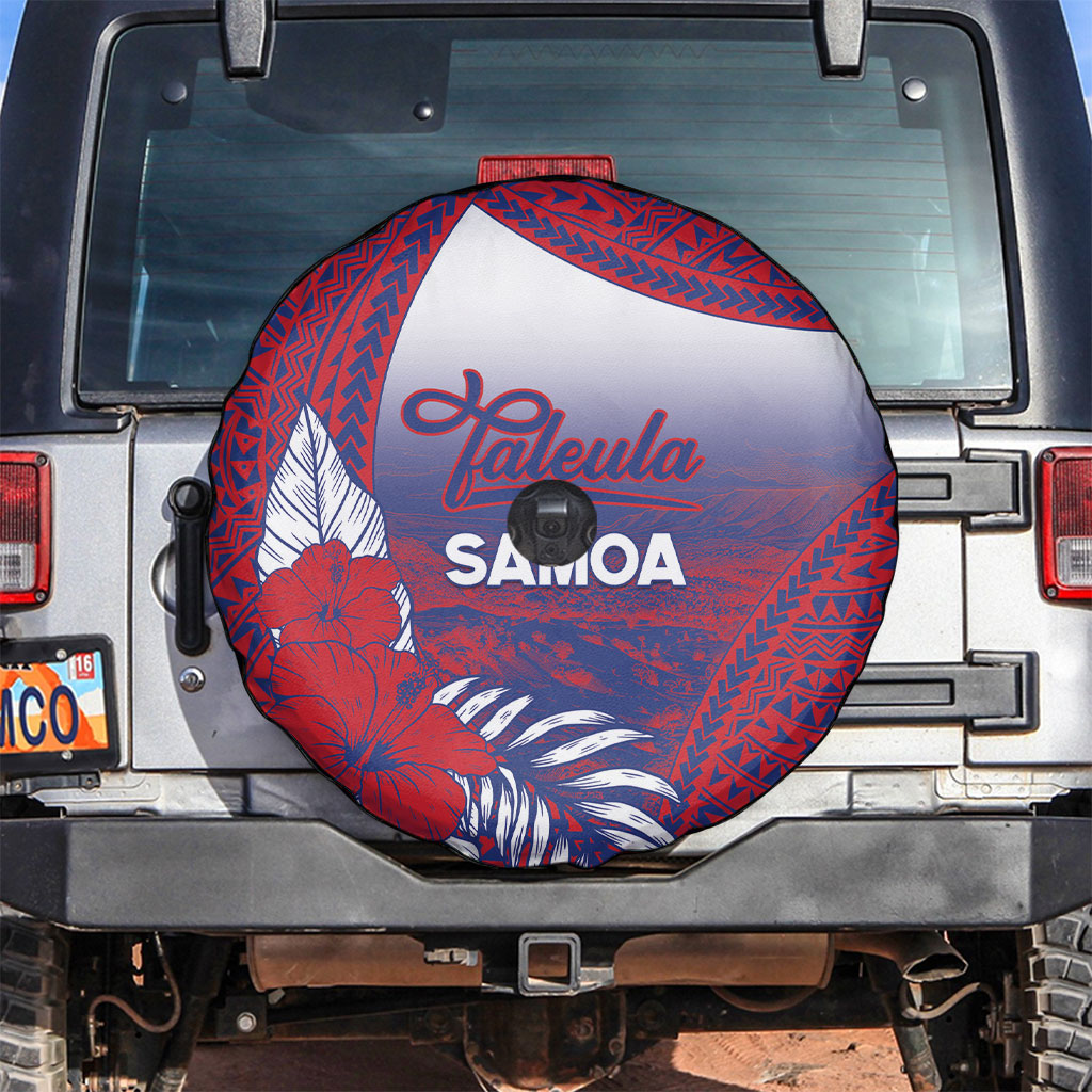 Faleula Samoa Village Spare Tire Cover Falefa Valley Polynesian Tribal Hibiscus Floral
