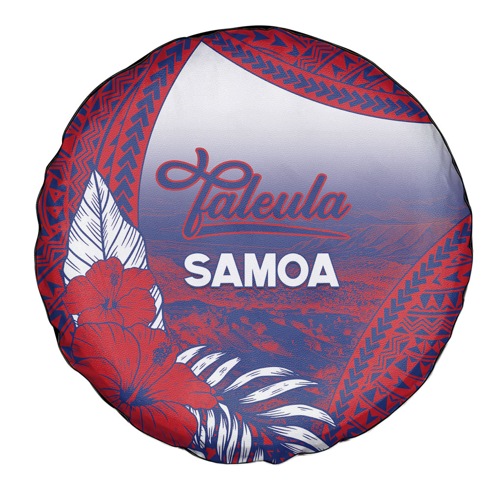 Faleula Samoa Village Spare Tire Cover Falefa Valley Polynesian Tribal Hibiscus Floral