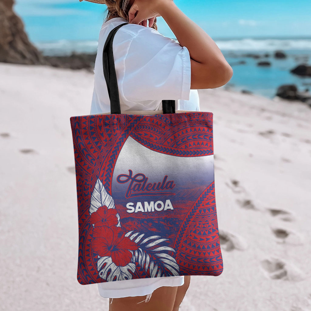 Faleula Samoa Village Tote Bag Falefa Valley Polynesian Tribal Hibiscus Floral