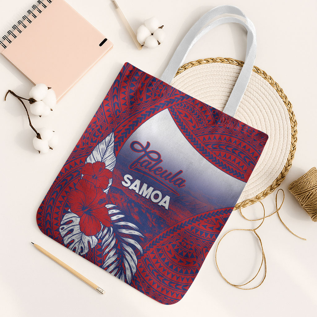 Faleula Samoa Village Tote Bag Falefa Valley Polynesian Tribal Hibiscus Floral