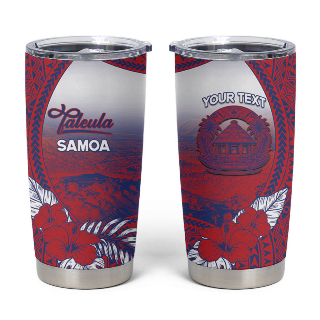 Personalised Faleula Samoa Village Tumbler Cup Falefa Valley Polynesian Tribal Hibiscus Floral