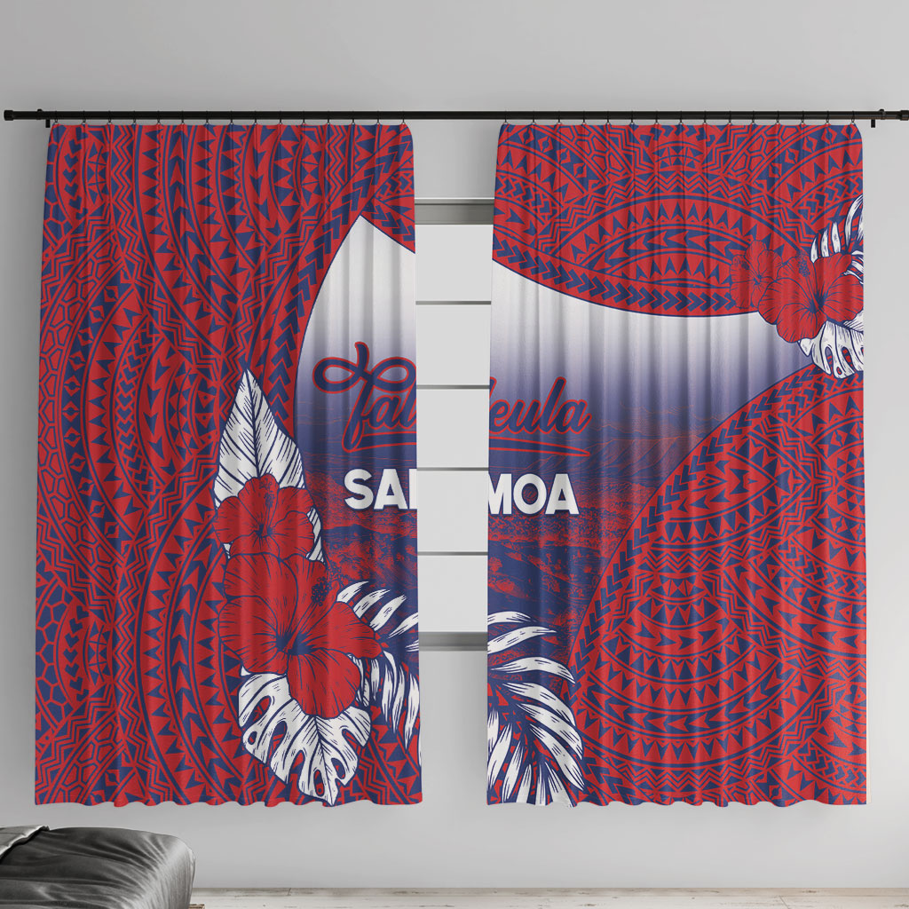 Faleula Samoa Village Window Curtain Falefa Valley Polynesian Tribal Hibiscus Floral