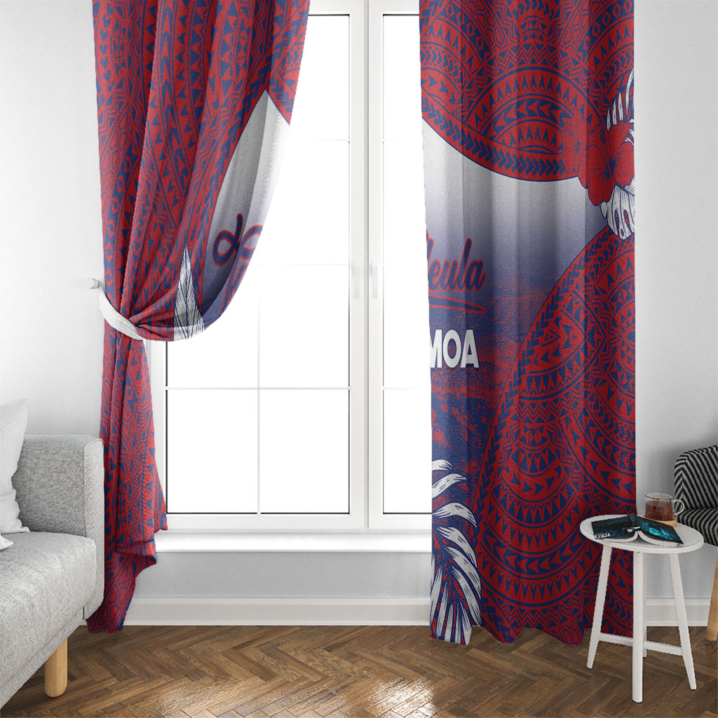 Faleula Samoa Village Window Curtain Falefa Valley Polynesian Tribal Hibiscus Floral