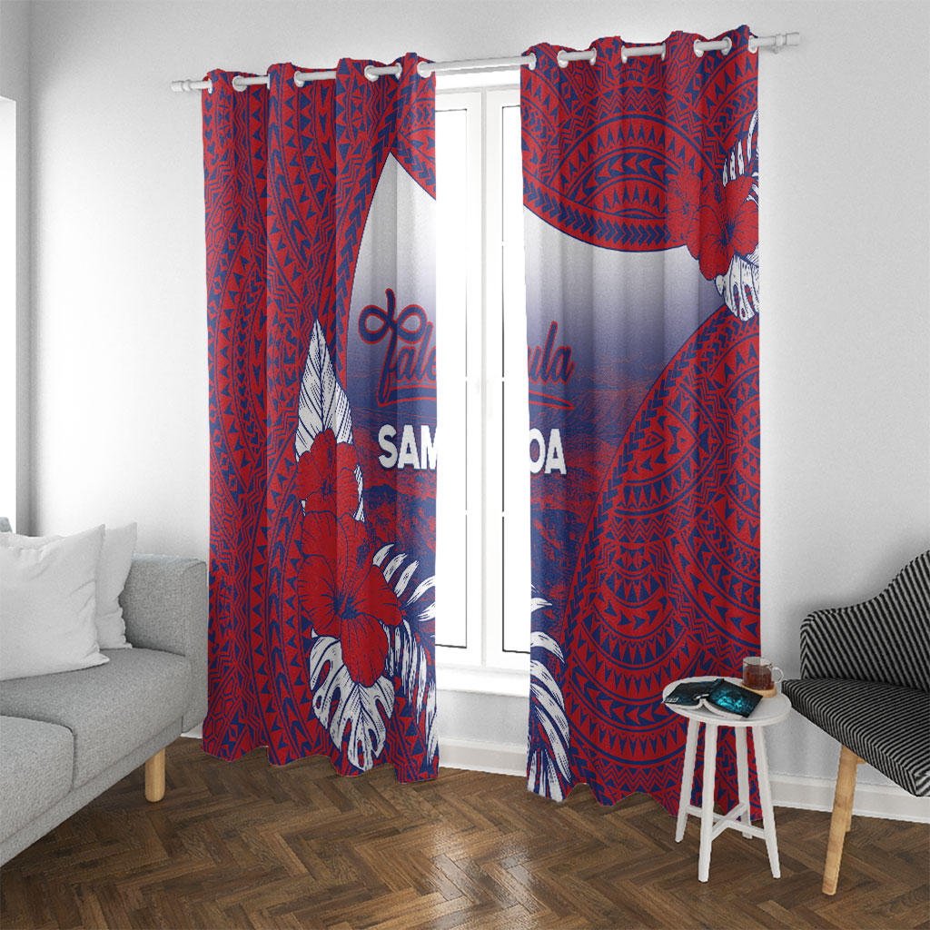 Faleula Samoa Village Window Curtain Falefa Valley Polynesian Tribal Hibiscus Floral