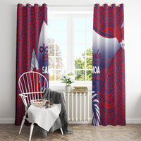 Faleula Samoa Village Window Curtain Falefa Valley Polynesian Tribal Hibiscus Floral