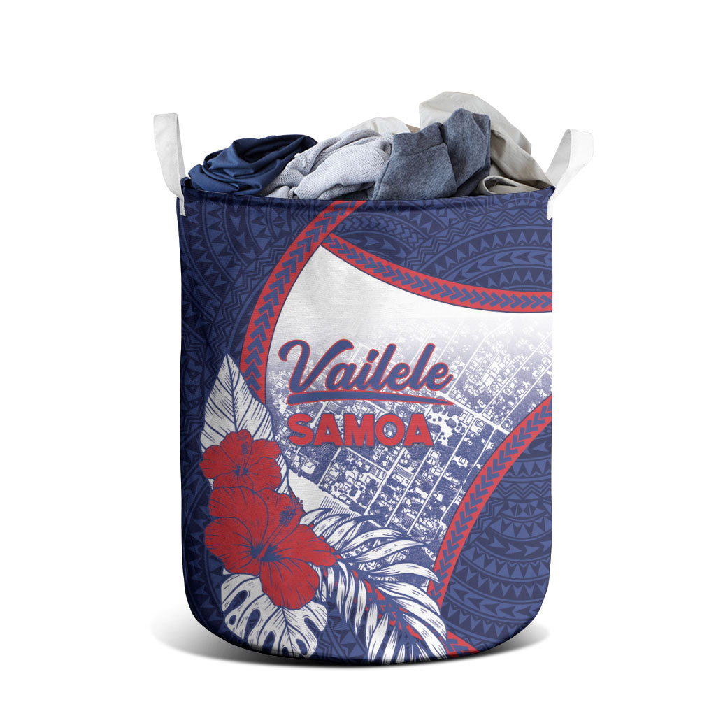 Vailele Samoa Village Laundry Basket Map Polynesian Tribal Hibiscus Floral